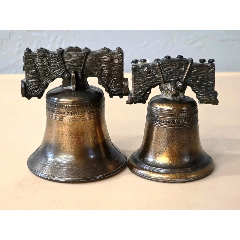 Vintage Paperweight Souvenir Copper Metal Liberty Bell Good Sounding Dinner Bell